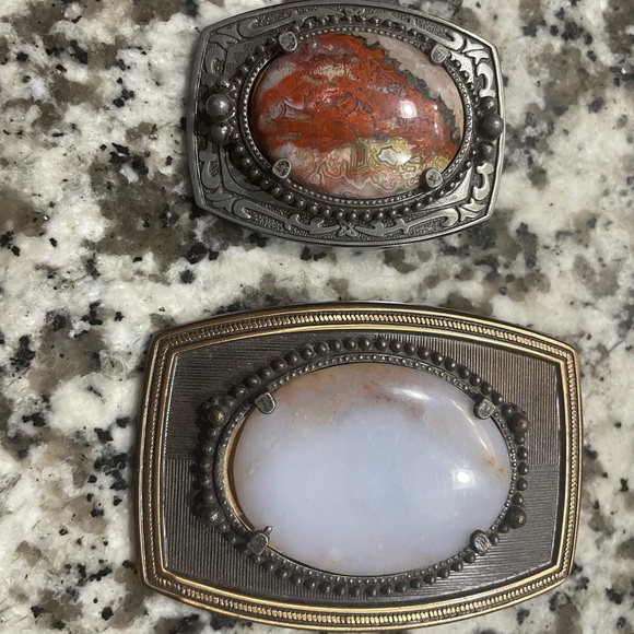 Other - Vintage Style Decorative Buckle Set - Red and White Agate